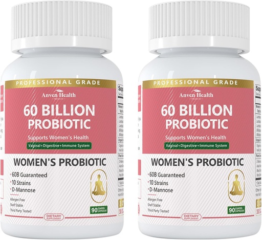 [BRSRAEABBANA233X] Probiotiques et prébiotiques pour les femmes pH Balance & Digestion - 60 Million de probiotique vaginal avec canneberge et D-mannose pour Gut, Urinaire, Santé immunitaire, Végétalien & Non-GMO
