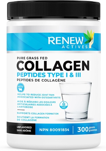 [BRSWGAALCQDQOA3V] Renew Actives Hydrolyzed Collagen Peptides Powder 10G per Serving – Premium Grass-Fed Collagen for Skin, Joints & Hair – 9.4g Protein – Supports Collagen Formation & Muscle Recovery – Made in Canada