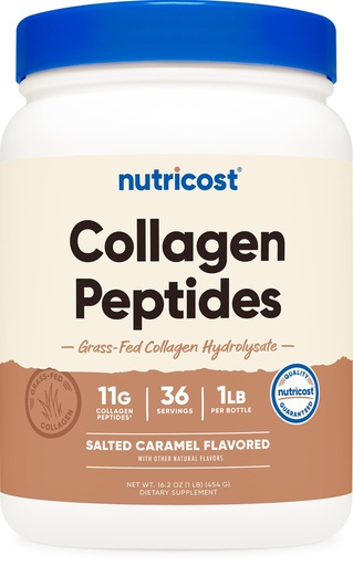 [BRSWGCAYCANAI2DX] Nutricost Collagen Peptides Powder 1LB (454 G) (Salted Caramel) - Grass Fed Bovine Collagen Hydrolysate