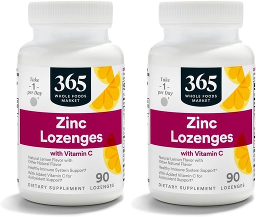 [BRSRAGT7BZ7GMCDZ] 365 by Whole Foods Market, LOunceenges Zinc Vitamin C, 90 Count (Pack of 2)