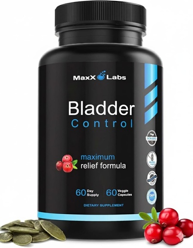 [BRSWKEAOOUDRKCLE] Bladder Control Supplement for Women & Men with Vitamin D3, 60 Ct | Cranberry Pills with Pumpkin Seed Oil and L-Arginine by MaxX Labs - Supports Urinary Tract Health & Helps Overactive Bladder