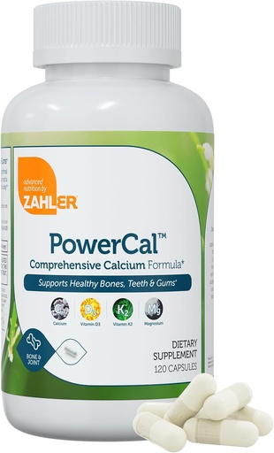 [BRSROAQEAEFAGAAU] Zahler PowerCal - Calcium D3 K2 Magnesium Supplement - Teeth, Gums & Bone Strength Support - Kosher Bone Health Calcium Supplement for Women & Men with Vitamin D3 K2 and Magnesium (120 Capsules)