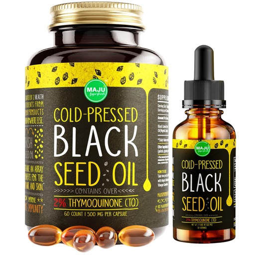 [BRSRAHA6CUBBGFLP] Maju Superfoods Black Seed Oil 2 oz and Black Seed Oil Capsules Bundle