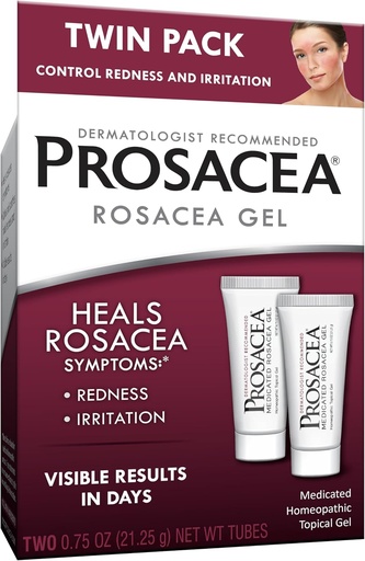 [BRSWGCQKOQMWGYL3] Prosacea - Medicated Rosacea Treatment for Face - Heals Rosacea Symptoms of Redness, Pimples and Irritation - Fragrance Free - Twin Pack - Two 0.75oz Tubes (1.5oz Total)