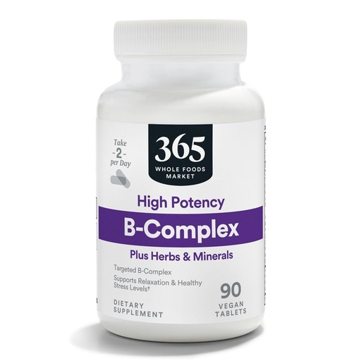 [BRSWGZQBOYFQEHIV] 365 by Whole Foods Market, High Potency Vitamin B Complex with Herbal Support Tablets, 90 CT