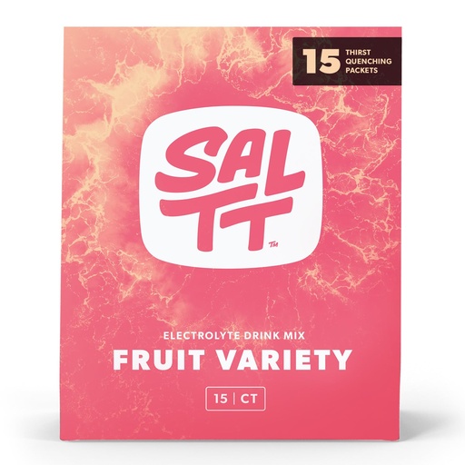 [BRSRABA2OUGRUFLL] SALTT Electrolytes Powder Packets, Fruit Variety Pack (15 Packets) - Magnesium, Potassium, Sodium, Trace Minerals - Vegan & Gluten Free - Travel Essentials - Made in USA