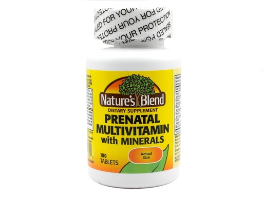 [BRSWIZQCCQBQA33M] Nature's Blend Prenatal Formula Multivitamin 100 Tabs (1AA26)