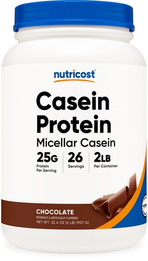 [BRSWGAIBOIBRADI2] Nutricost Casein Protein Powder 2lb Chocolate - Micellar Casein, Gluten Free, Non-GMO