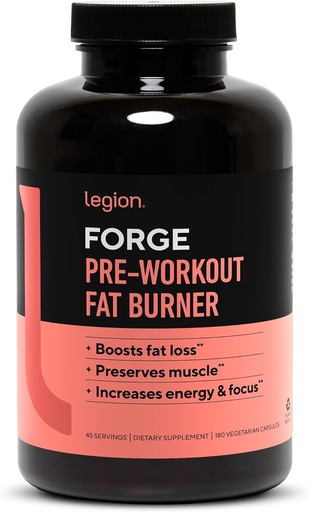 [BRSWICQCOUHWGEQZ] LEGION Forge Fasted Fat Burner - Termogene Fat Burner, Target Mave Fat og Trim Belly Fat med Yohimbe, HMB Supplement, Cholin. Alle Natural, 45 Servering...., 180 Greve (pakke med 1)