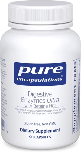 [BRSWIFI2CN6QM33C] Encapsulaciones puras Enzimas digestivas Ultra con Betaine HCl - Vegetarian Digestive Enzyme Suplemento de Apoyo Proteína, Carb, Fibra y Digestión Dairy* - 90 cápsulas