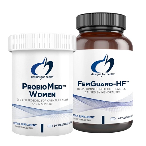 [BRSROGA5OACA43D6] Designs for Health Hot Flash & Vaginal Support Probiotic Bundle - FemGuard-HF (60 Capsules) to Help Diminish Mild Menopause Hot Flashes + ProbioMed Women (30 Capsules) Gut & Vaginal Probiotic