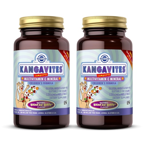 [BRSWIZ35ONYG23Y7] Solgar Kangavites, Bouncin’ Berry Flavor - 120 Chewable Tablets, Pack of 2 - Complete Multivitamin & Mineral Formula for Children - Vegan, Gluten Free