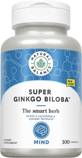 [BRSWGGABDMFROHQV] Natural Balance Super Ginkgo Biloba Plus | Brain & Circulation Formula to Help Support Focus, Memory & Blood Flow | with Gotu Kola | 100ct, 50 Serv.