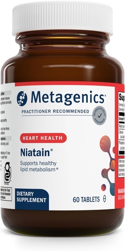 [BRSWIZQOBIBQGGDK] Metagenics Niatain Niacin B3-500 mg Nicotinic Acid with Sustained Release for Reduced Flushing - Supports Cholesterol, Energy, Nervous & Cardiovascular Health* - Non-GMO, Gluten-Free - GMP Certifie