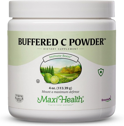 [BRSWIYQ5A4ORAFT2] Maxi Health Buffered Vitamin C Powder - High Potency - 800 mg - Immune Health - 4 Ounces - Kosher