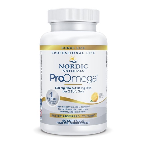 [BRSWGEITCAPGM33K] Nordic Naturals ProOmega, Lemon Flavor - 90 Soft Gels - 1280 mg Omega-3 - High-Potency Fish Oil with EPA & DHA - Promotes Brain, Eye, Heart, & Immune Health - Non-GMO - 45 Servings