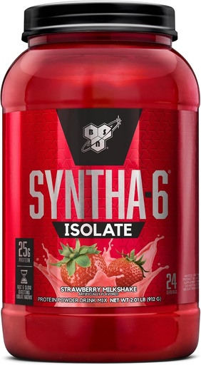 [BRSWI233OUGACCIZ] BSN SYNTHA- 6 Isolate Protein Powder, Jordbær Protein Powder with Whey Protein Isolate, Milk Protein Isolate, Flavor: Jordbær Milkshake, 24 Servering (Packaging May Vary)