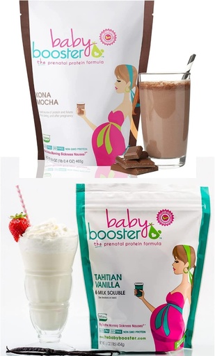[BRSW2AYDDECRAFLD] Baby Booster Prenatale vitaminesupplement Shakes, Kona Mocha en Tahitiaanse Vanille