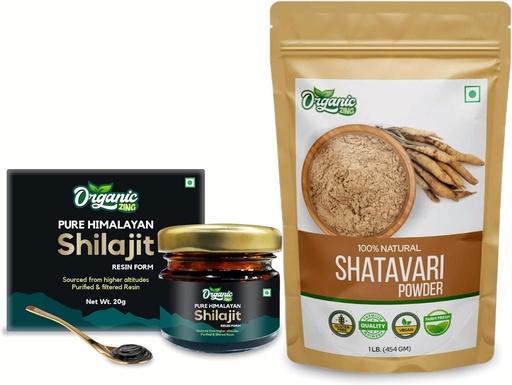 [BRSRABATPMDQ43I6] ORGANIC ZING Shatavari Powder- 454g & Shilajit Resin- 20g