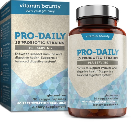 [BRSWKH37PIOREGAV] Vitamin Bounty Pro-Daily Probiotic 5 Billion CFU - 13 Strains with Lactobacillus Acidophilus & Bifidobacterium for Digestive Health - Probiotics for Men & Women Gut Health Support