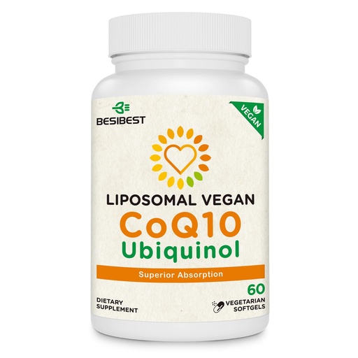 [BRSRMBATOYBBYYA3] Besibest 1000mg Liposomal CoQ10 Ubiquinol, 60 Vegan Softgels, High Absorption Ubiquinol CoQ10 Supplement, Active Antioxidant Form of Coenzyme Q10 for Heart Function & Energy Production