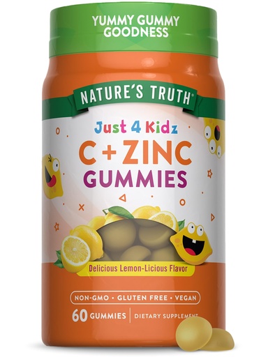 [BRSWYAQEBYJQ4G3B] Nature's Truth Vitamin C Gummies for Kids | with Zinc | 60 Count | Vegan, Non-GMO & Gluten Free