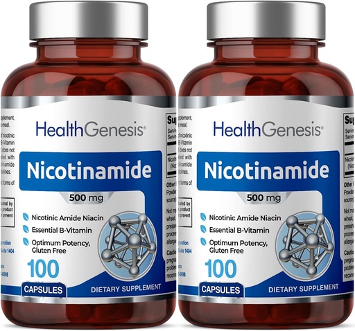[BRSWGY3QCEMQYCDK] B-3 Nicotinamide 500 mg 100 Caps 2 Pack - Nicotyic Amide Niacin Natural Flush- Free Vitamin Formula - Support Skin Cell Health
