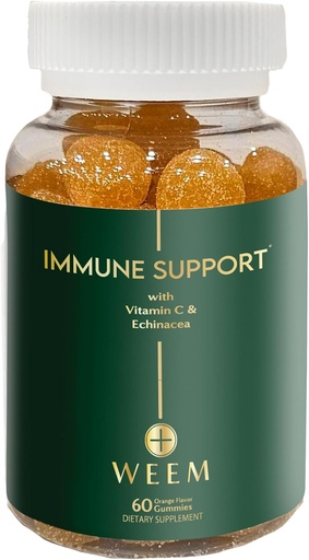 [BRSWYFABOF5A4FDP] WEEM Immune Support Gummies - Vitamin C - Zinc - Echinacea - Health System Support - Alternative to Pills, Gluten-Free, Natural Supplement for Kids and Adults - 1 Pack