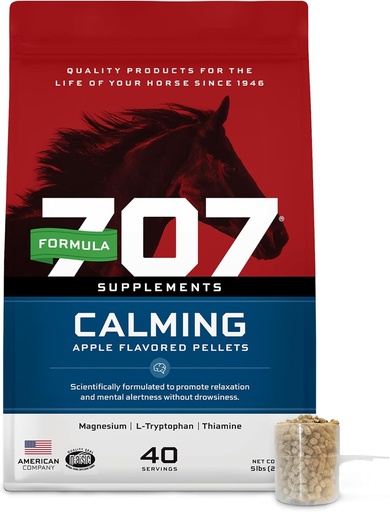 [BRSWIZIGCYHWGYLI] Formule 707 Supplément équine calmant 5LB sac – Anxiété soulagement et accent amélioré pour les chevaux – L-Tryptophane, Thiamine & Magnésium