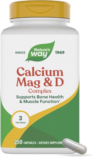 [BRSWIYYLOQDR6ADC] Nature's Way Calcium Magnesium & Vitamin D Complex, Gesunde Knochen & Zähne, Muskelfunktion*, Muskelentspannung,* mit Vitamin D3, Glutenfrei, 100 Kapseln (Packaging May Vary)