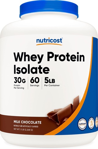 [BRSWKGQGCMBWC2Y7] Nutricost Whey Protein Isolate Powder (milk čokolada) 5LBS
