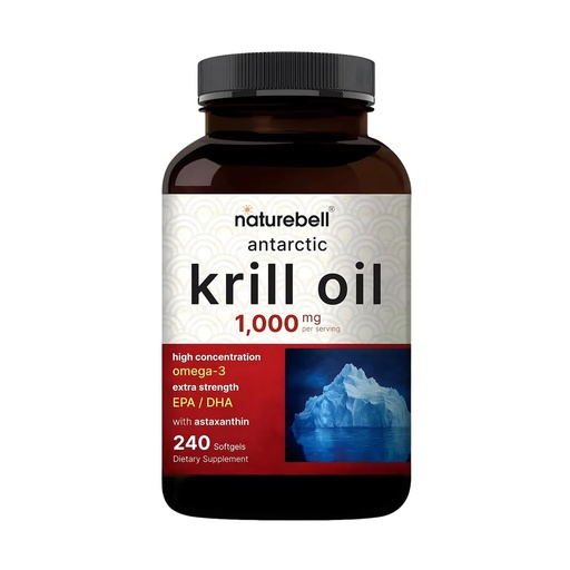 [BRSWGEACBVYQOYI4] NatureBell Antarctic Krill Oil 1,000mg - 240 Softgels - Omega-3 Heart, Joint & Immune Health Support* - High EPA DHA with Astaxanthin - Non-GMO & Gluten-Free