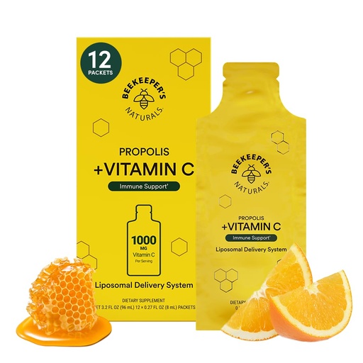 [BRSRMAY6OQAWYD33] Propolis Liposomal Vitamin C by Beekeeper's Naturals, 1000mg Vitamin C, Propolis & Organic Honey, Supercharged Immune Support & Increased Bioavailibity for Max Absorption, 12 Ct