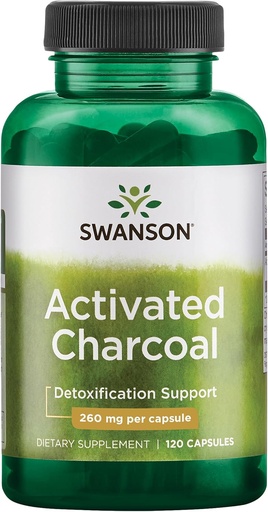 [BRSWIZT6C4MWEHI3] Carbón Activado de Swanson - Suplemento Natural Apoyo a la Absorción Saludable - Ayuda a w/Bloating " Mantener la regularidad del intestino - (120 cápsulas, 520 mg por servicio)