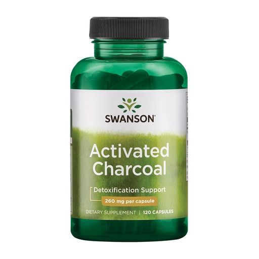 [BRSWIZT6C4MWEHI3] Swanson Activated Charcoal Digestive Support Supplement for Digestive-Comfort-Seeking Adults - 260 mg Per Capsule (120 Capsules, 520 mg Per Serving)
