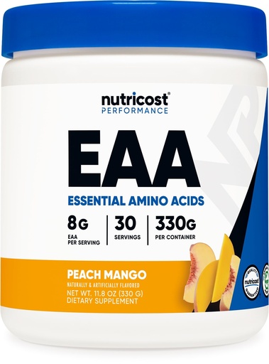 [BRSW2AIZOIMGODIU] Nutricost EAA Powder 30 Servings (Peach Mango) - Essential Amino Acids - Non-GMO, Gluten Free, Vegetarian Friendly