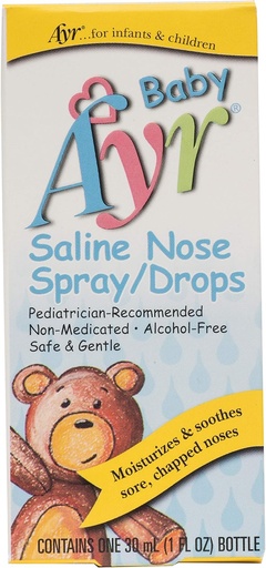 [BRSWIYTZOZ5QY33J] Baby Ayr Saline Nose Spray/Drops, Spray Bottles 1 Fl Oz (Pack of 1)