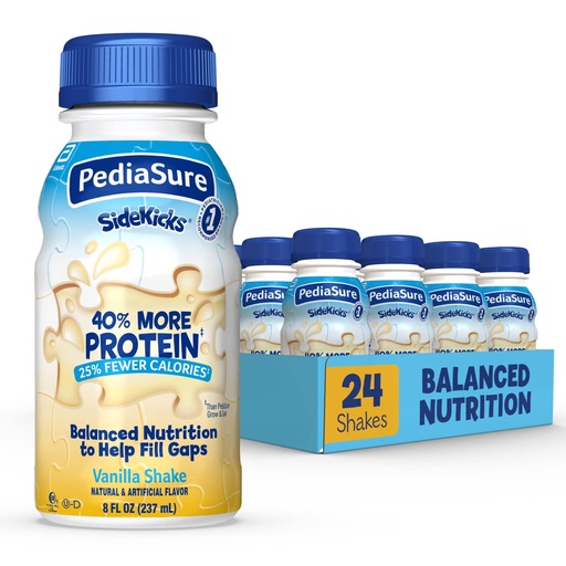 [BRSWKGL2BUNB4E32] PediaSure SideKicks, High Protein Nutrition Shake for Kids, Vanilla, 8 fl oz (Pack of 24)
