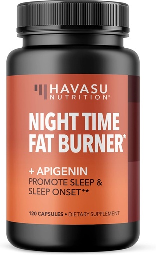 [BRSRMGQPAQHBGYL5] HAVASU NUTRITION Night Time Fat Burner + Apigenin, 120ct