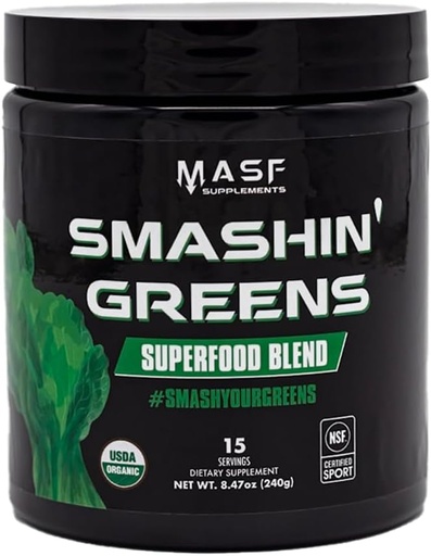 [BRSROBD5BAMGOGQU] MASF Smashin' Greens Superfood Blend NSF Sport, Super Greens Digestive Health, Spirulina, Chlorella, Bloat Relief, 8.47 Ounce (Pack of 1)