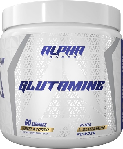 [BRSROAIPOJYWEADX] Alpha Supps Pure L-Glutamine Powder - Unflavored Amino Acid, Glutamine Nutritional Supplement for Muscle Recovery, Gut & Immune Support - 60 Servings - 300 Grams