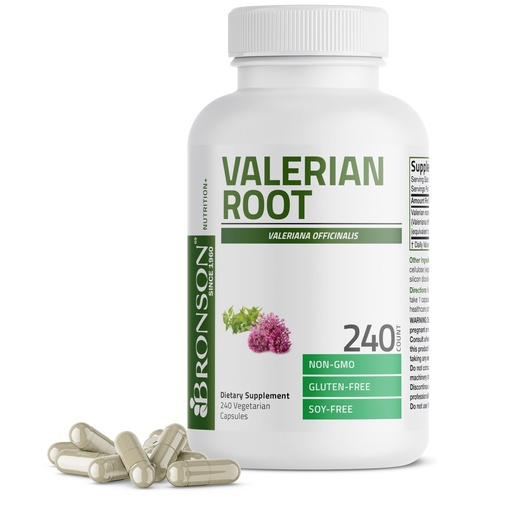 [BRSW2HAZOUMQMET2] Bronson Valerian Root Capsules - Valerian Officinalis - Promotes Relaxation - Non-GMO, Soy-Free Gluten-Free, 240 Vegetarian Capsules