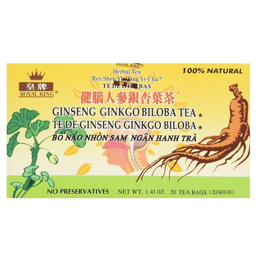 [BRSWGGABCJYQIDL7] Royal King Ginseng Ginkgo Biloba Tea (20 bolsas de té) - 3 cajas