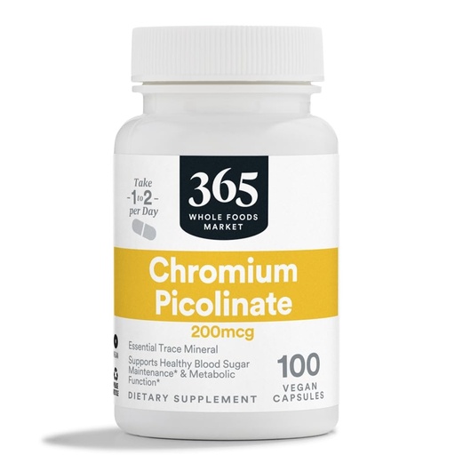 [BRSWGZQBOUHAMADH] 365 by Whole Foods Market, Chromium Picolinate 200 MCG, 100 CT