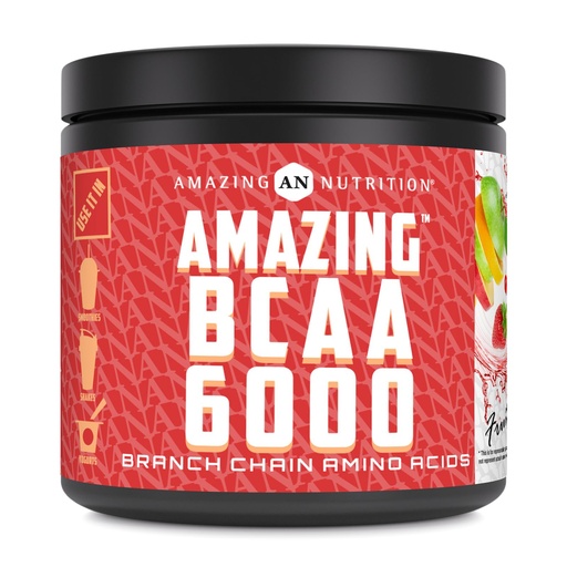[BRSROCDQCMMBSH37] Amazing Nutrition Amazing BCAA 6000 | 6 Grams BCAA Per Serving | 30 Servings Powder | Branched Chain Amino Acid Supplement | Made in USA (Natural Fruit Punch)