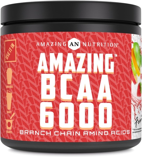 [BRSROCDQCMMBSH37] Amazing Nutrition Amazing BCAA 6000 | 6 Grams BCAA Per Serving | 30 Servings Powder | Branched Chain Amino Acid Supplement | Made in USA (Natural Fruit Punch)