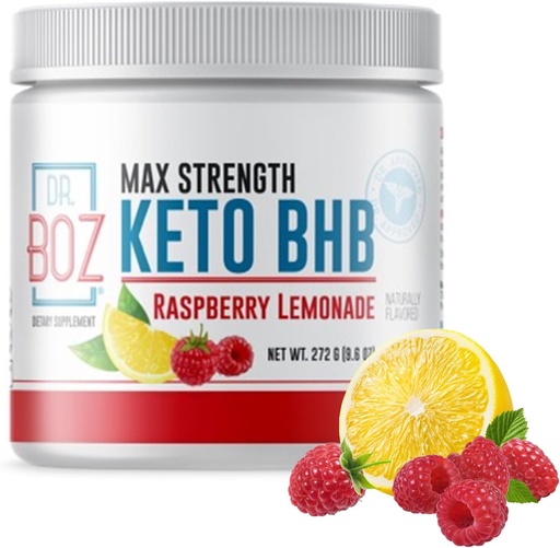 [BRSWGGAEAQNR4D3B] Dr. Boz - Keto BHB Powder - Raspberry Lemonade, 20 Servings - Ketones Bebida - Aumentar la energía " Reducir los ahorros - Max Strength Suplemento dietético - Calidad probado - Hecho en los EE.UU. - 9.6oz (272g)