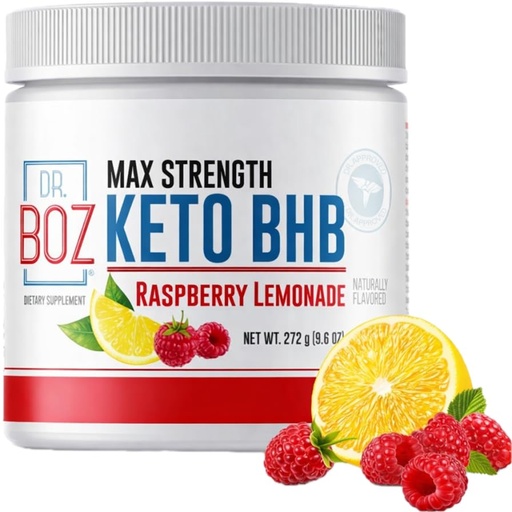 [BRSWGGAEAQNR4D3B] Dr. Boz - Keto BHB Powder - Raspberry Lemonade, 20 Servings - Ketones Drink - Increase Energy & Reduce Cravings - Max Strength Dietary Supplement - Quality Tested - Made in The USA - 9.6oz (272g)