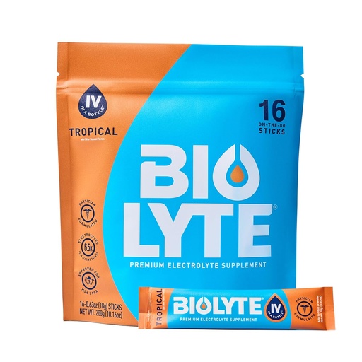 [BRSROCYEDECRYFL4] BIOLYTE IV Ηλεκτρολυτικά Powder Packets, IV Liquid Drink Mix for Water, Doctor-Developed Hydration, HSA & FSA Εγκεκριμένη Αφυδάτωση Ανακούφιση, Χημειοθεραπεία Πρέπει να έχει για γυναίκες & άνδρες - Τροπικά (16 Sticks)