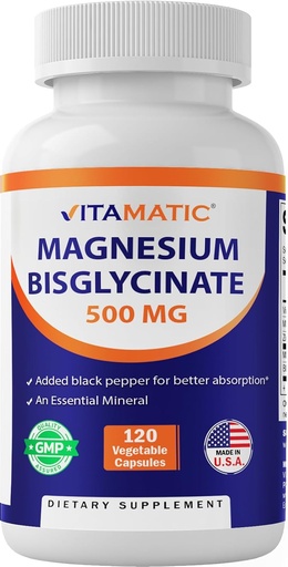 [BRSROGL2DMPAI237] Magnesio vitamático (desde el óxido biscinado) con vitamina D3 " Zinc - 120 cápsulas de veg - apoya el músculo, la articulación, el nervio " salud del corazón - no GMO, libre de gluten